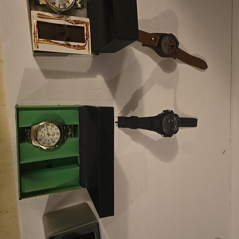 5 Men's Watches. Techno Rave, Charles Raymond, Bass Pro Shop, and 2 Unbranded